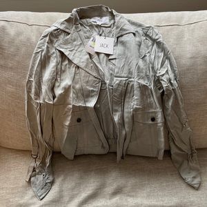 Jack by BB Dakota lightweight light grey moto jacket. New with tags. Size medium